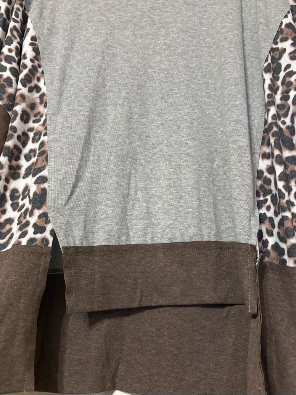 Cozy Leopard Trim Long Sleeve Pullover - Picture 3 of 4